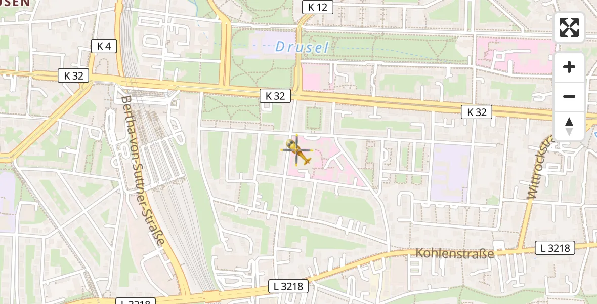 Flugroute Rettungshubschrauber Kassel - Kassel, 12 Mai 2026, 09:27