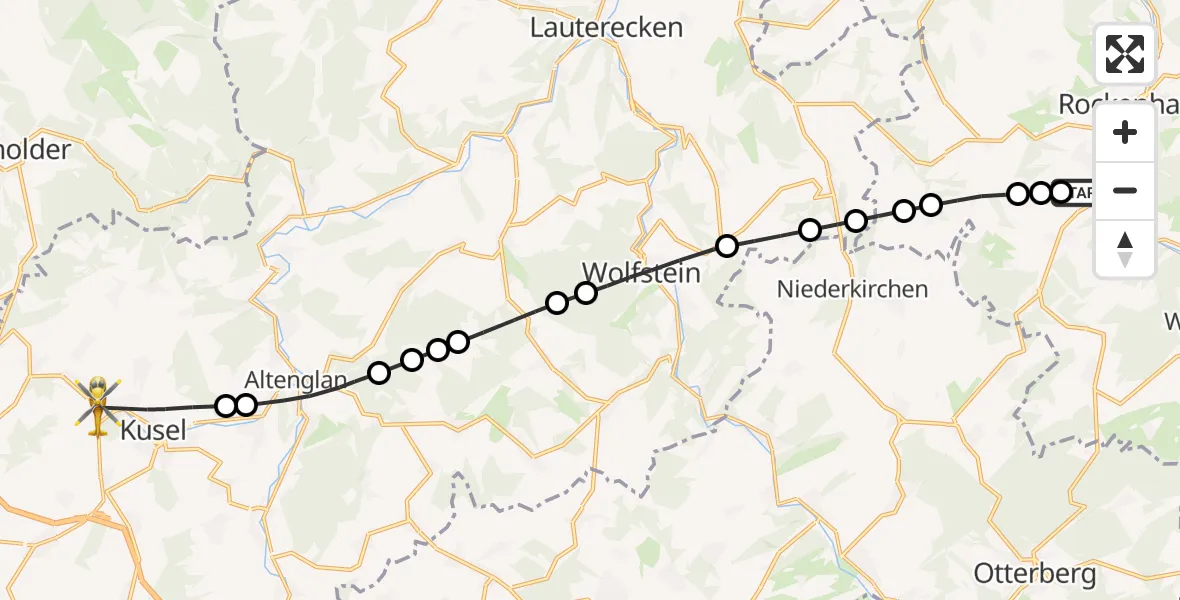 Flugroute Rettungshubschrauber Imsweiler UL - Ruthweiler, 12 Mai 2026, 09:36