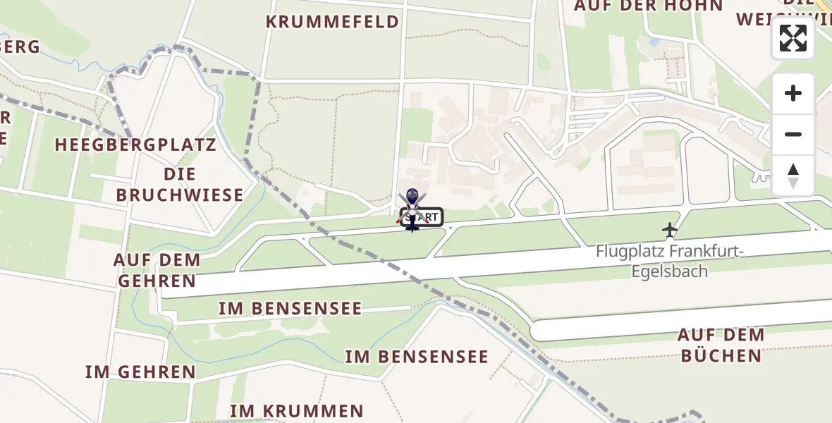 Flugroute Polizeihubschrauber Flughafen Frankfurt-Egelsbach - Flughafen Frankfurt-Egelsbach, 12 Mai 2026, 09:49