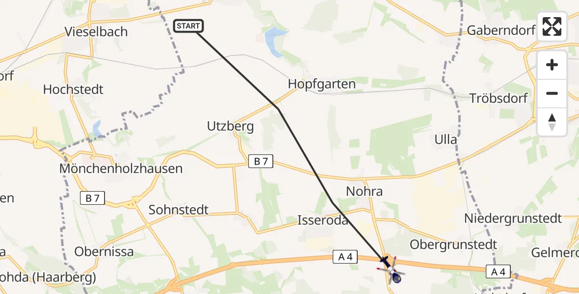Flugroute Polizeihubschrauber Grammetal - Grammetal, 12 Mai 2026, 10:07