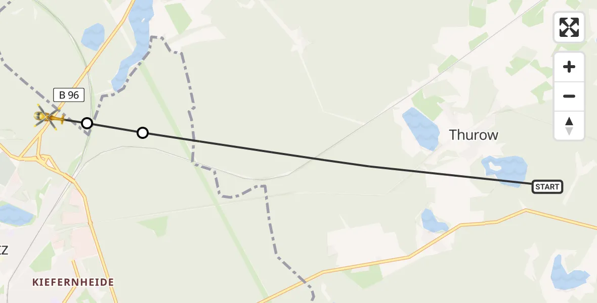 Flugroute Rettungshubschrauber Carpin - Neustrelitz, 12 Mai 2026, 10:21