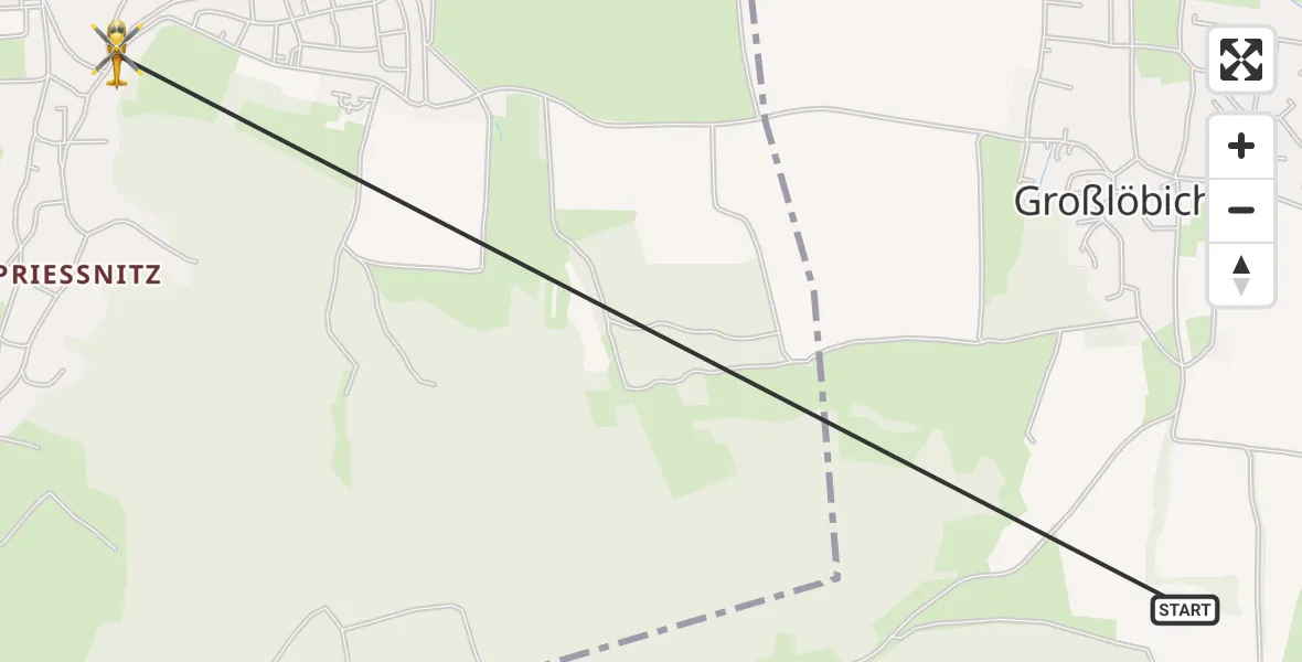 Flugroute Rettungshubschrauber Großlöbichau - Jena, 12 Mai 2026, 10:29