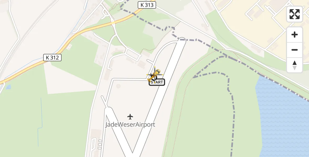 Flugroute Rettungshubschrauber JadeWeser Flughafen - Sande, 12 Mai 2026, 11:13