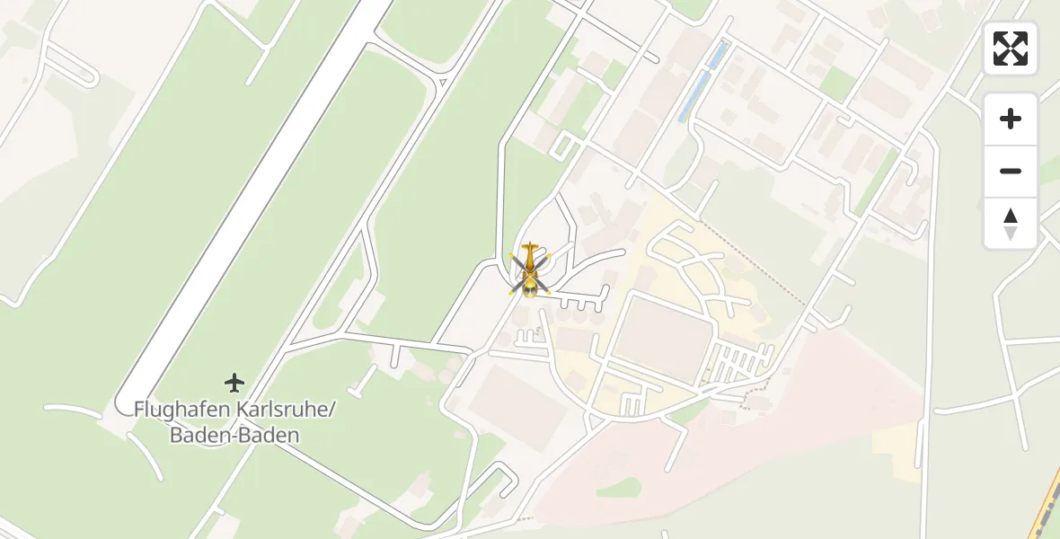 Flugroute Rettungshubschrauber Karlsruhe Baden-Baden Flughafen - Karlsruhe Baden-Baden Flughafen, 12 Mai 2026, 11:25