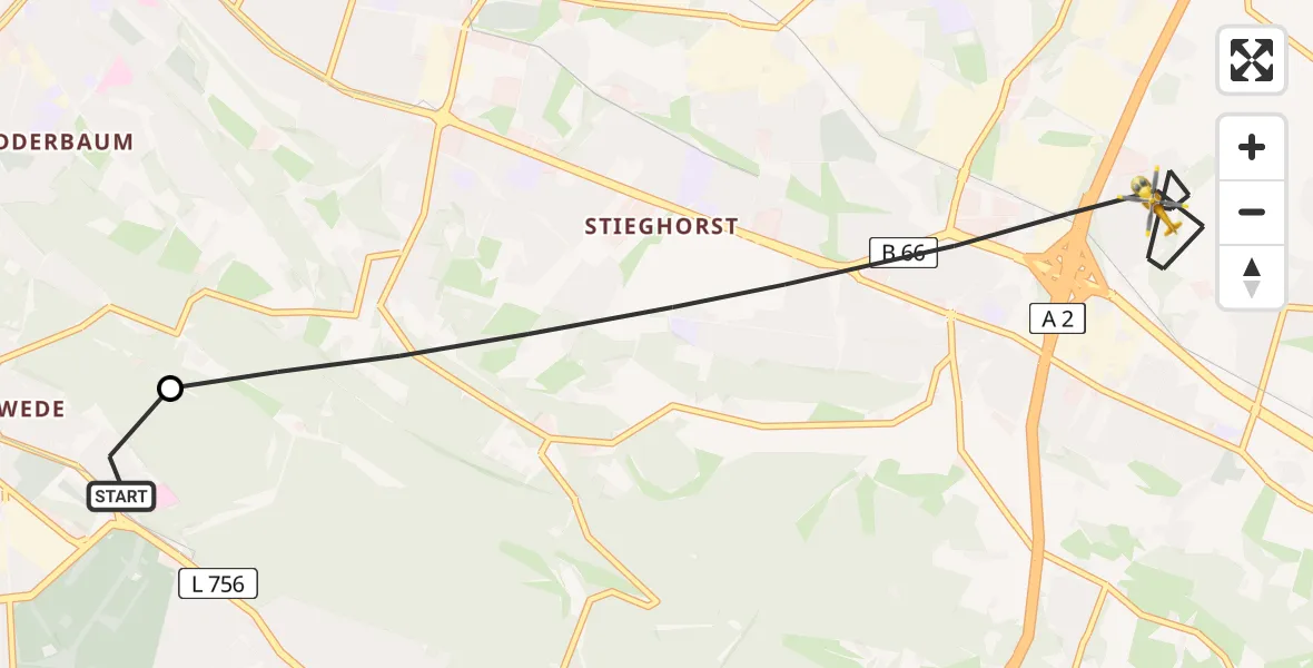 Flugroute Rettungshubschrauber Luftrettungszentrum Bielefeld - Bielefeld, 12 Mai 2026, 11:34