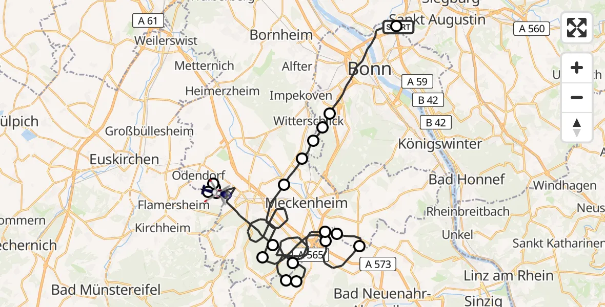 Flugroute Polizeihubschrauber Sankt Augustin - Euskirchen, 12 Mai 2026, 11:39