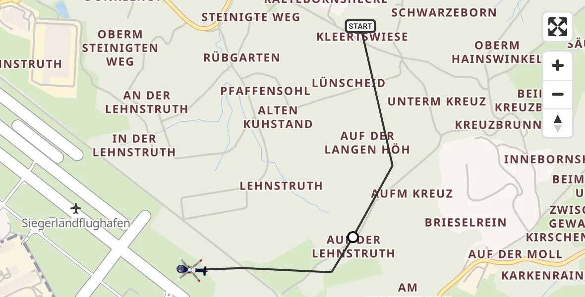 Flugroute Polizeihubschrauber Burbach - Siegerland Flughafen, 12 Mai 2026, 12:32