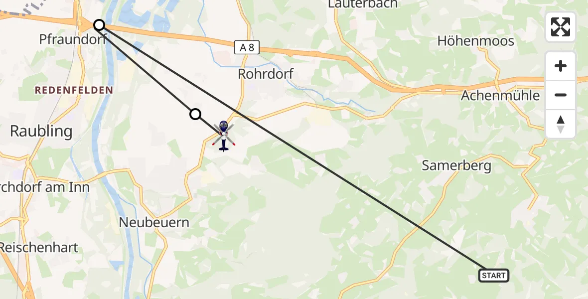 Flugroute Polizeihubschrauber Samerberg - Neubeuern, 12 Mai 2026, 12:35