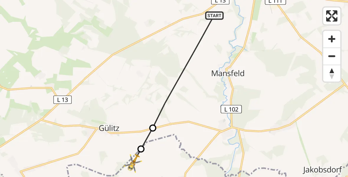 Flugroute Rettungshubschrauber Putlitz - Groß Pankow (Prignitz), 12 Mai 2026, 12:53