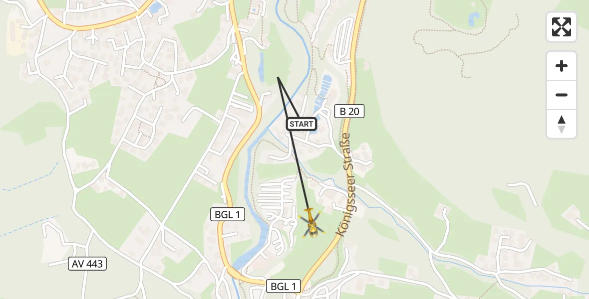 Flugroute Rettungshubschrauber Schönau a.Königssee - Schönau a.Königssee, 12 Mai 2026, 13:46