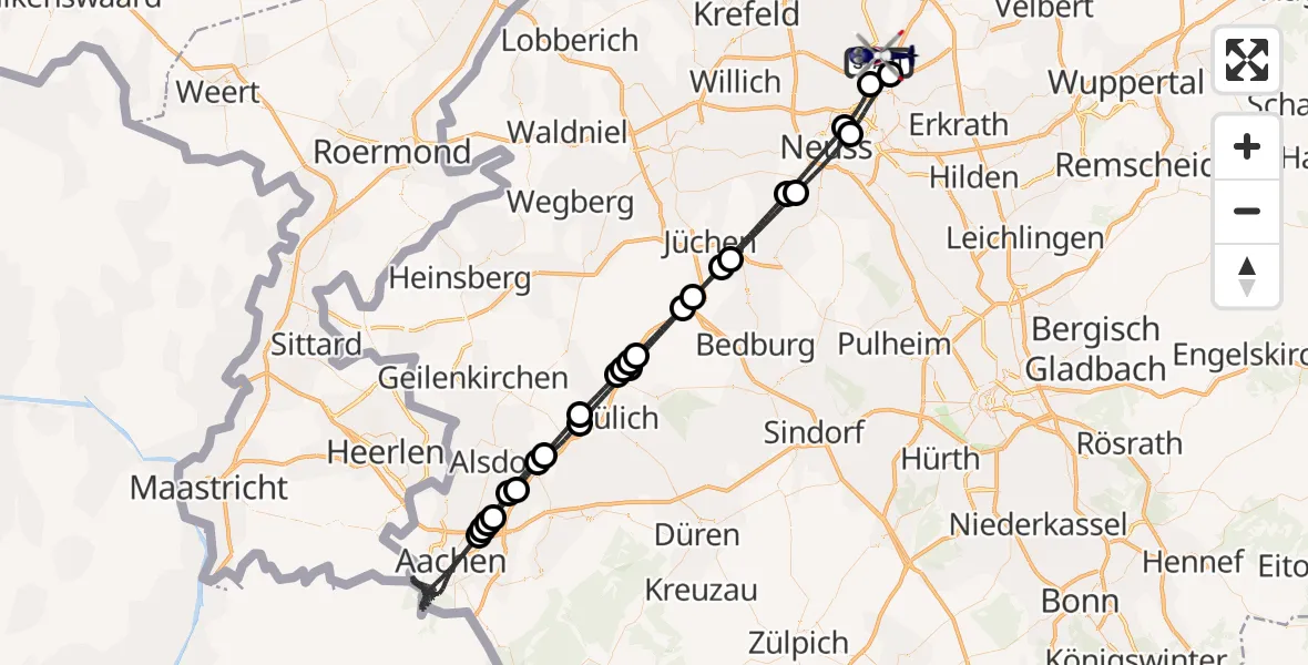 Flugroute Polizeihubschrauber Düsseldorf Flughafen - Düsseldorf Flughafen, 12 Mai 2026, 13:54