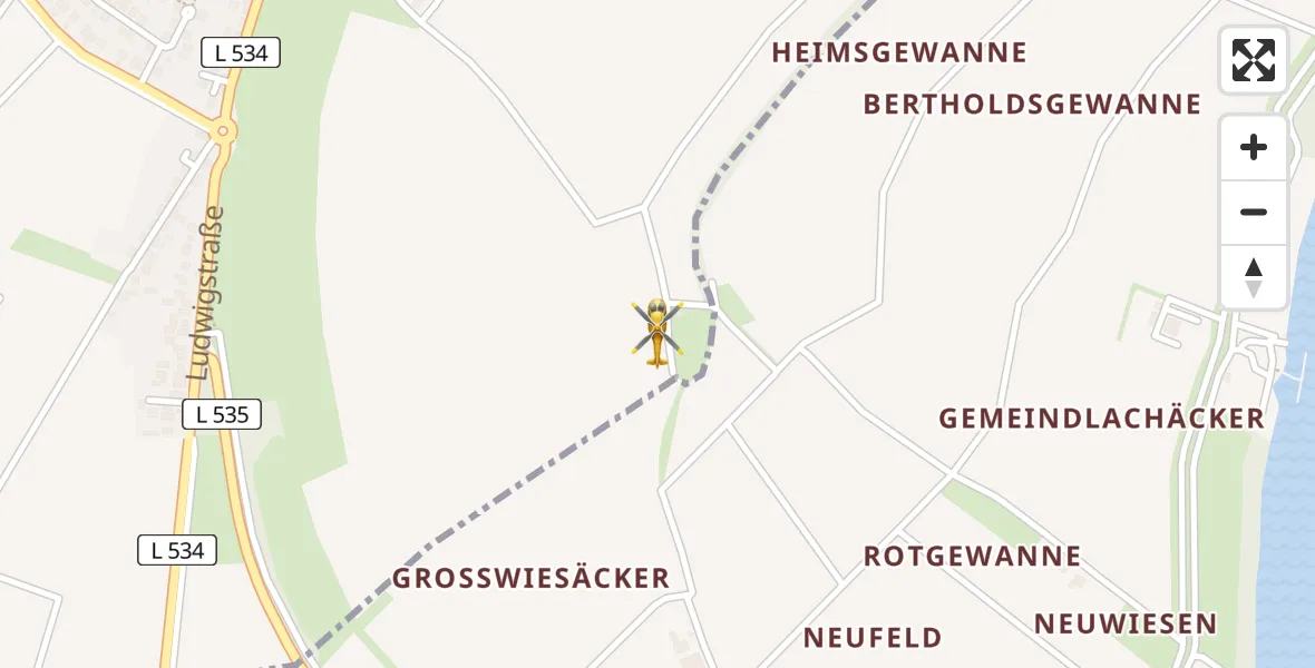 Flugroute Rettungshubschrauber Otterstadt - Otterstadt, 12 Mai 2026, 14:03
