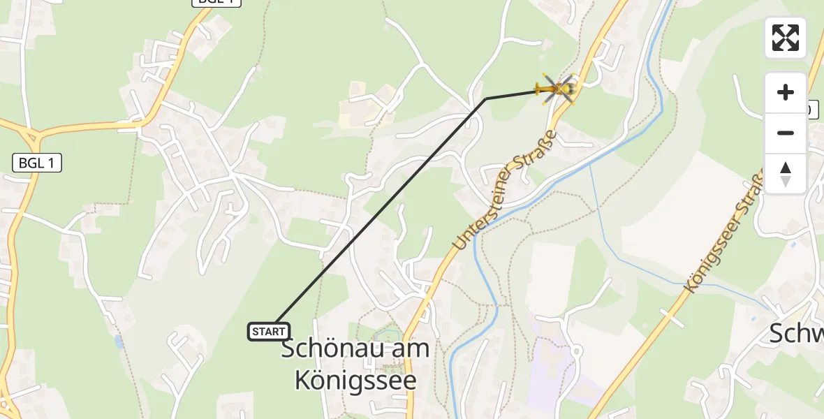Flugroute Rettungshubschrauber Schönau a.Königssee - Schönau a.Königssee, 12 Mai 2026, 14:18