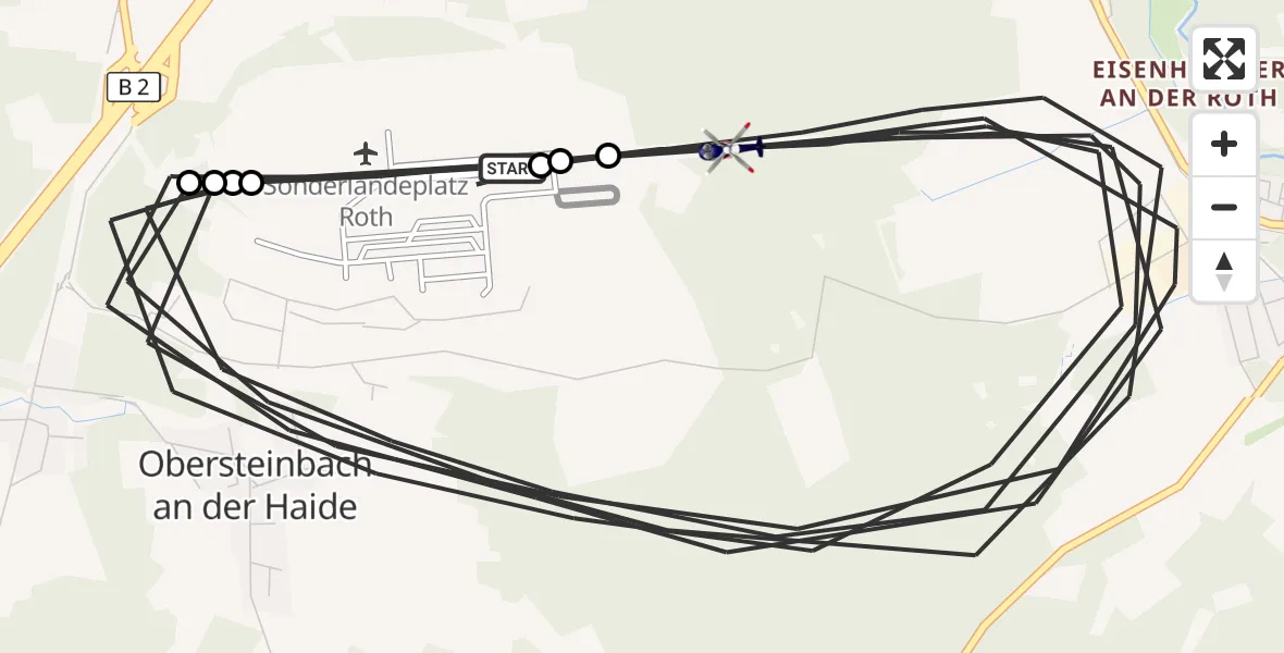 Flugroute Polizeihubschrauber Flugplatz Roth - Roth, 12 Mai 2026, 14:55