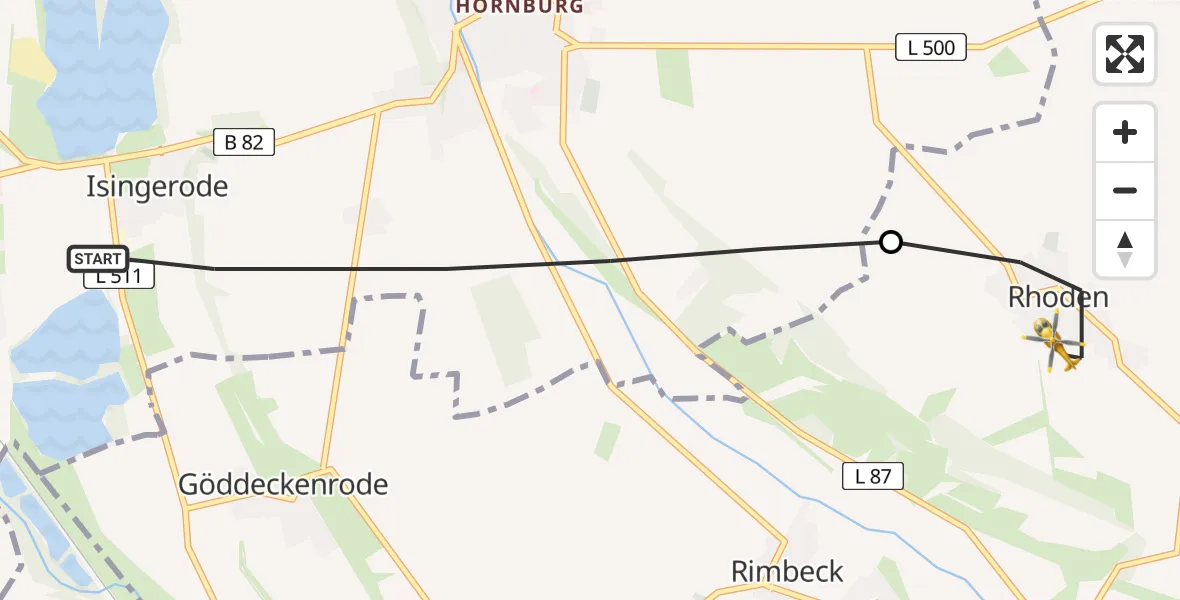 Flugroute Rettungshubschrauber Schladen-Werla - Osterwieck, 12 Mai 2026, 16:06