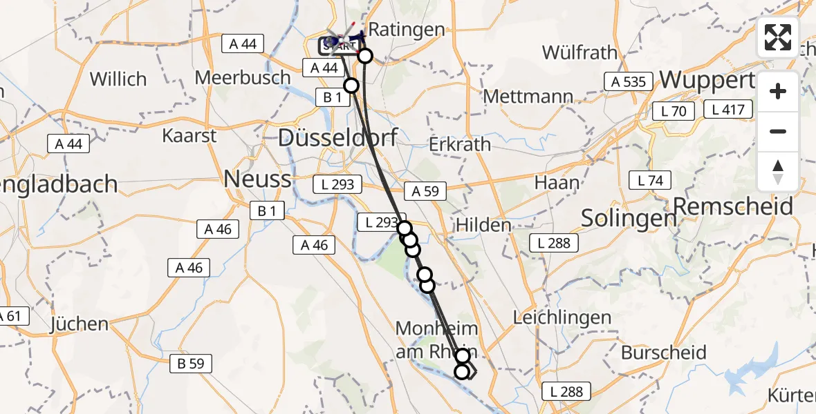 Flugroute Polizeihubschrauber Düsseldorf Flughafen - Düsseldorf Flughafen, 12 Mai 2026, 16:28
