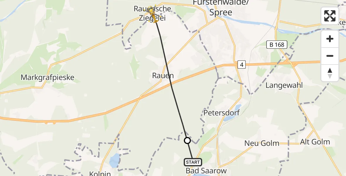 Flugroute Rettungshubschrauber Bad Saarow - Fürstenwalde/Spree, 12 Mai 2026, 16:41