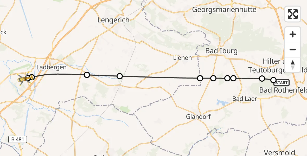 Flugroute Ambulanzhubschrauber Bad Rothenfelde - Christoph  Westfalen-ADAC, 12 Mai 2026, 18:29