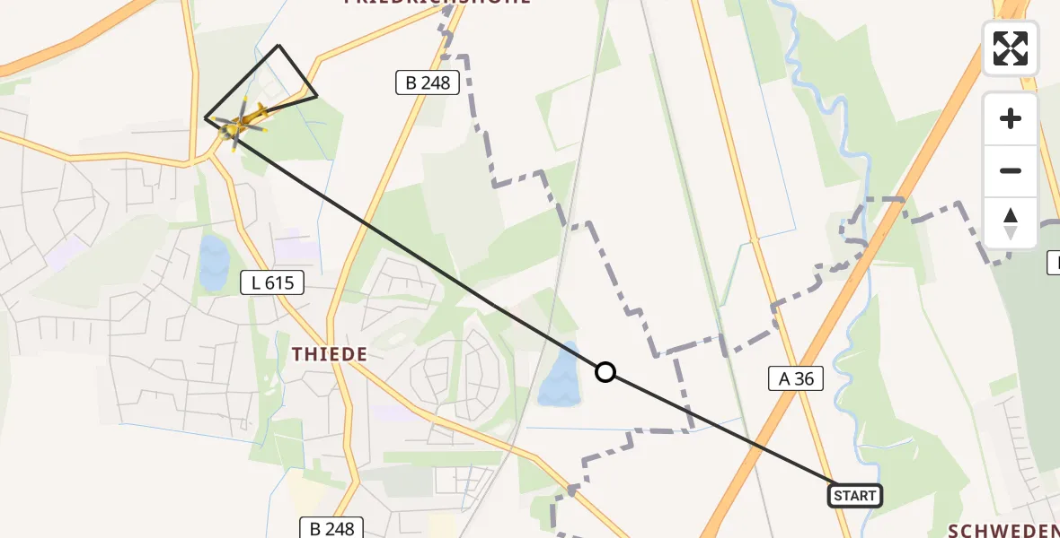 Flugroute Rettungshubschrauber Wolfenbüttel - Salzgitter, 12 Mai 2026, 19:06