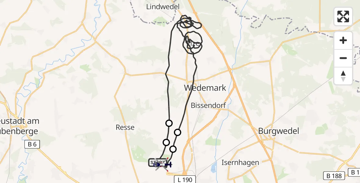 Flugroute Polizeihubschrauber Flughafen Hannover - Flughafen Hannover, 12 Mai 2026, 20:10