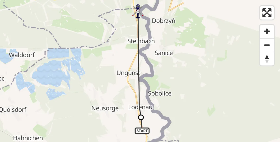 Flugroute Polizeihubschrauber Rothenburg/Görlitz Flugplatz - Rothenburg/O.L., 13 Mai 2026, 01:59