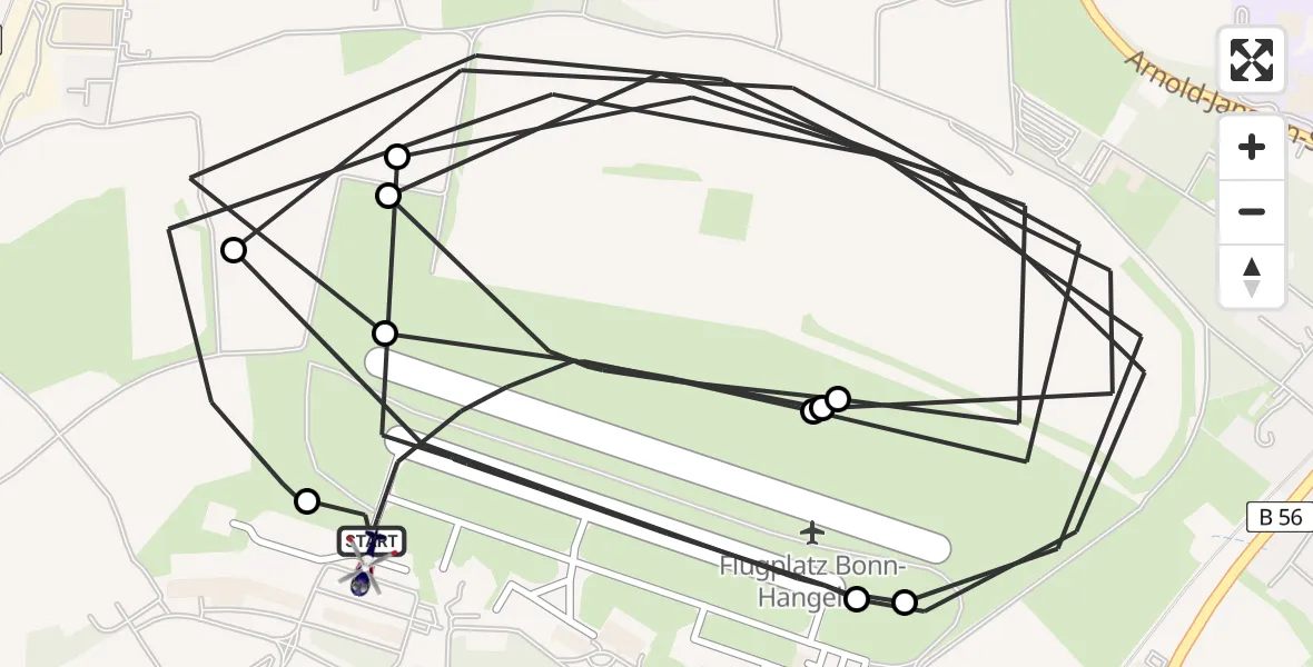 Flugroute Polizeihubschrauber Bonn-Hangelar Flugplatz - Bonn-Hangelar Flugplatz, 13 Mai 2026, 05:53