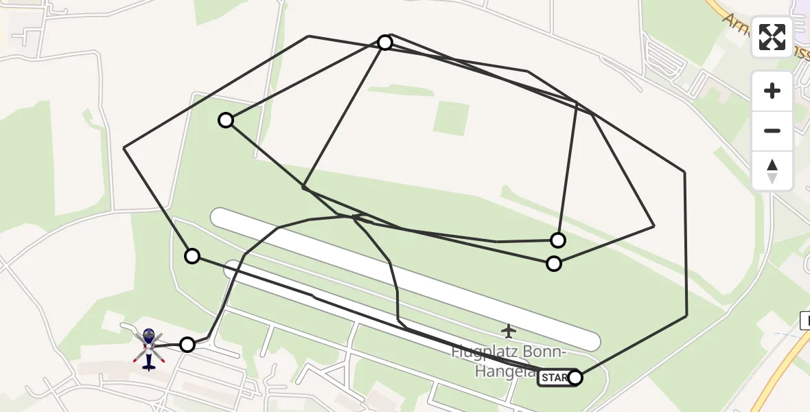 Flugroute Polizeihubschrauber Bonn-Hangelar Flugplatz - Sankt Augustin, 13 Mai 2026, 06:27