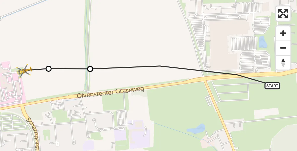 Flugroute Rettungshubschrauber Magdeburg - Magdeburg Hospital, 13 Mai 2026, 06:32