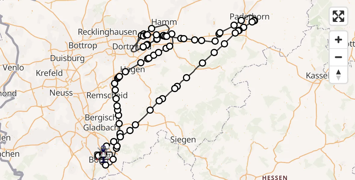 Flugroute Polizeihubschrauber Sankt Augustin - Sankt Augustin, 13 Mai 2026, 07:15