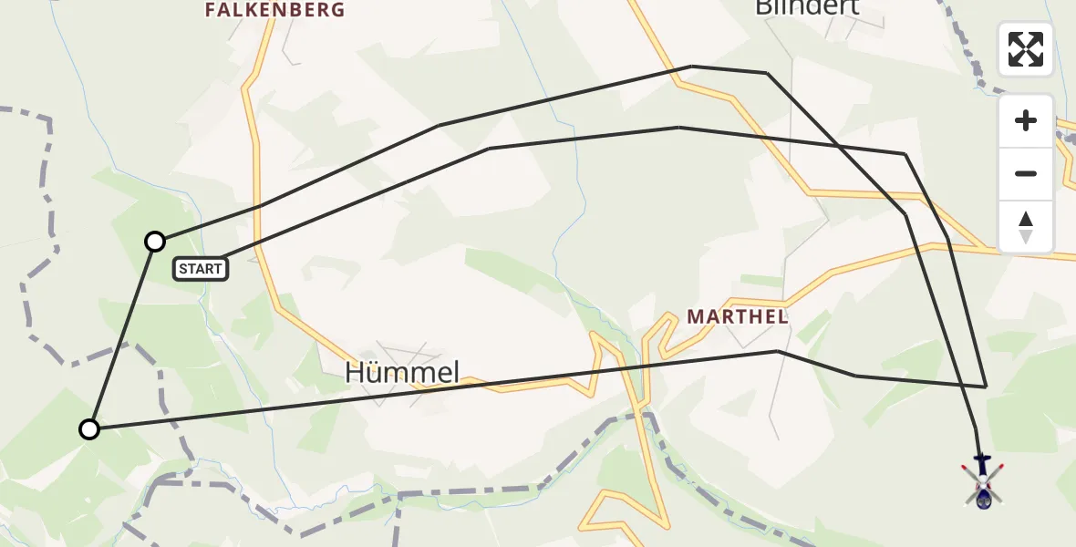 Flugroute Polizeihubschrauber Hümmel - Hümmel, 13 Mai 2026, 08:19