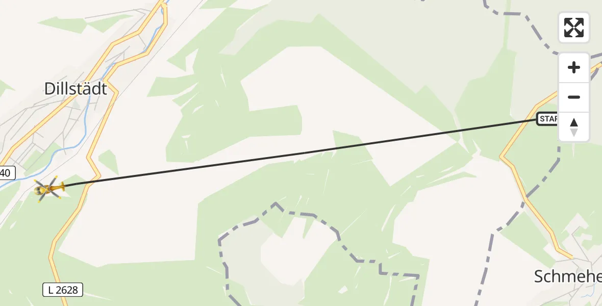 Flugroute Rettungshubschrauber Dillstädt - Dillstädt, 13 Mai 2026, 08:21