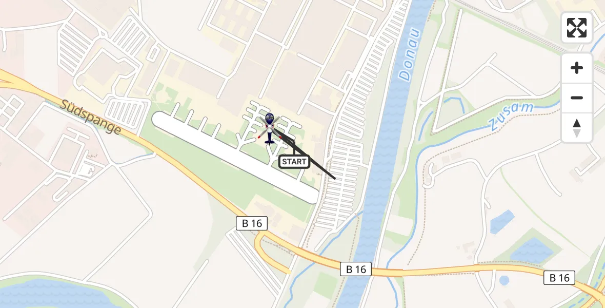 Flugroute Polizeihubschrauber Donauwörth Hubschrauberlandeplatz - Donauwörth Hubschrauberlandeplatz, 13 Mai 2026, 08:46
