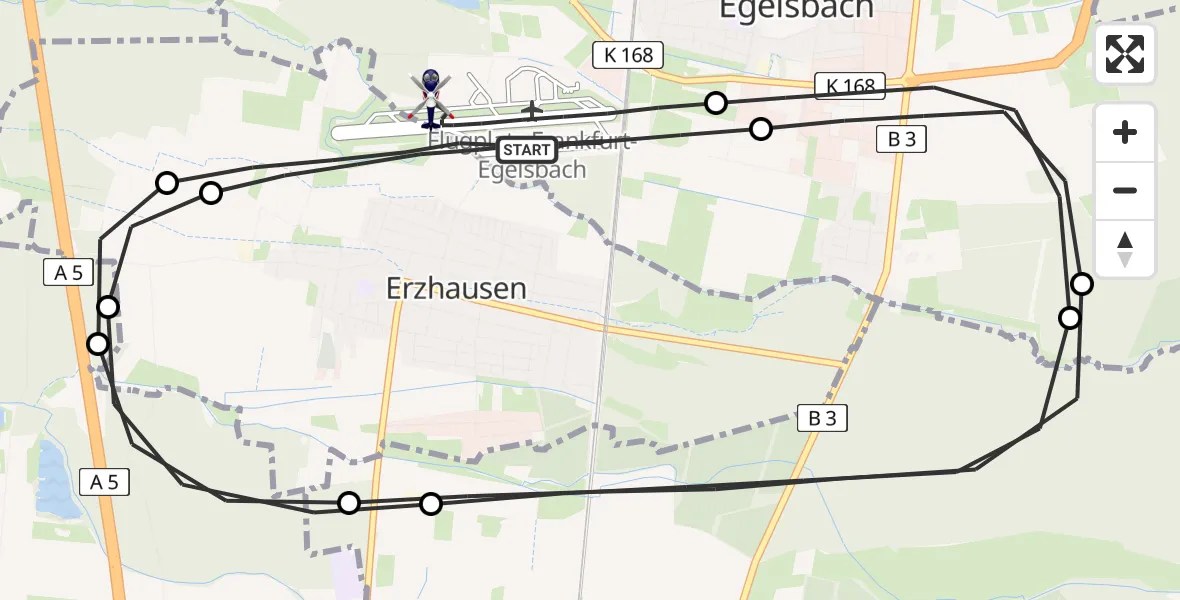 Flugroute Polizeihubschrauber Flughafen Frankfurt-Egelsbach - Flughafen Frankfurt-Egelsbach, 13 Mai 2026, 09:26