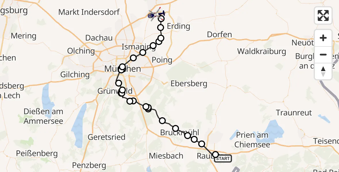 Flugroute Polizeihubschrauber Neubeuern - München Flughafen, 13 Mai 2026, 10:06