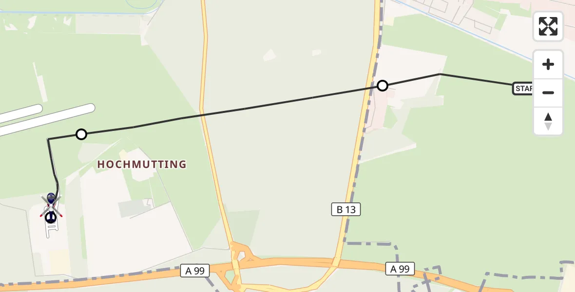 Flugroute Polizeihubschrauber Garching b.München - Oberschleißheim, 13 Mai 2026, 10:40