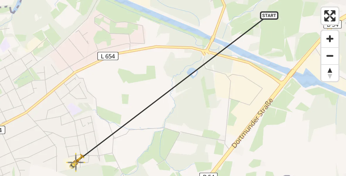 Flugroute Rettungshubschrauber Lünen - Lünen, 13 Mai 2026, 10:43