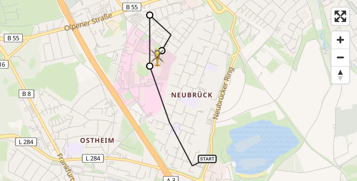 Flugroute Rettungshubschrauber Köln - Merheim Hospital, 13 Mai 2026, 10:58