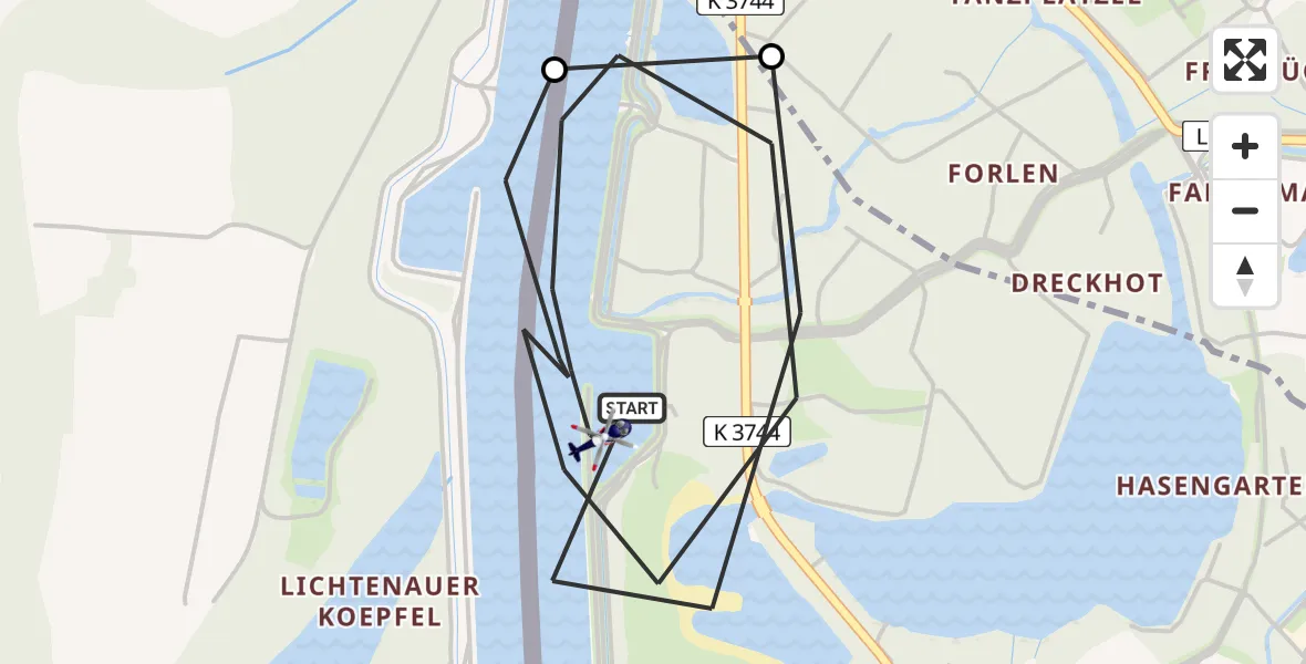 Flugroute Polizeihubschrauber Lichtenau - Lichtenau, 13 Mai 2026, 10:59