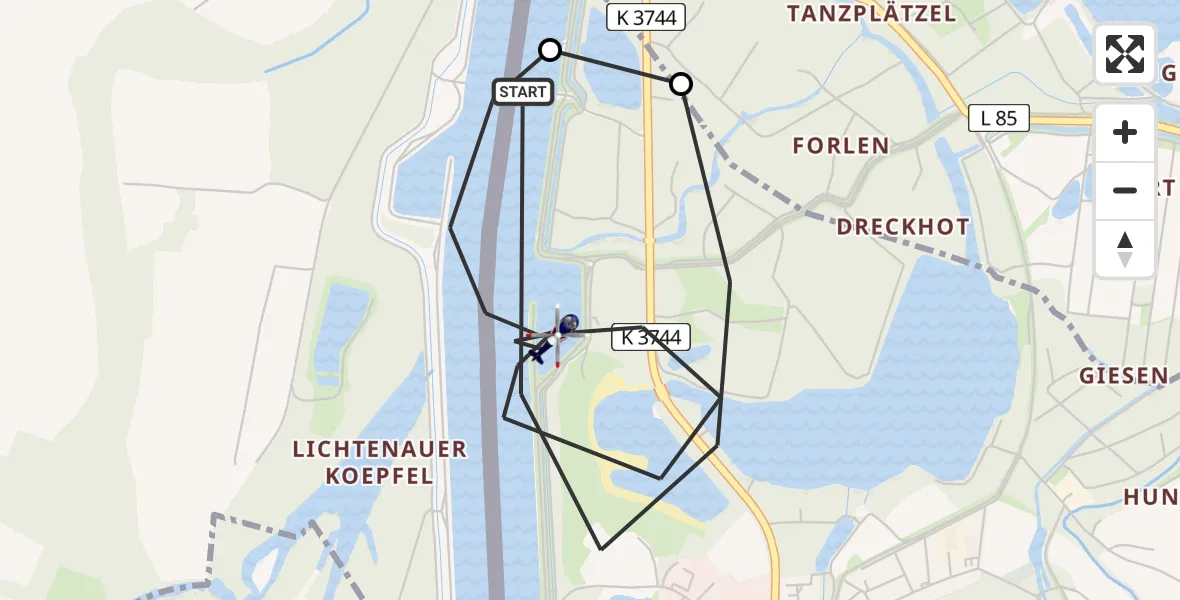 Flugroute Polizeihubschrauber Lichtenau - Lichtenau, 13 Mai 2026, 11:06