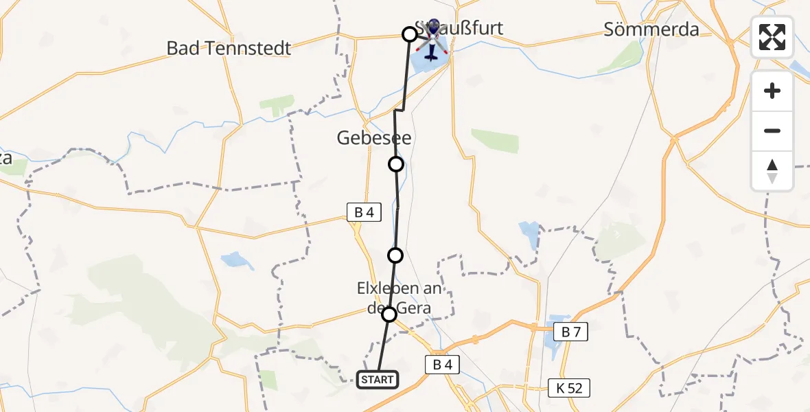 Flugroute Polizeihubschrauber Erfurt - Straußfurt, 13 Mai 2026, 11:06