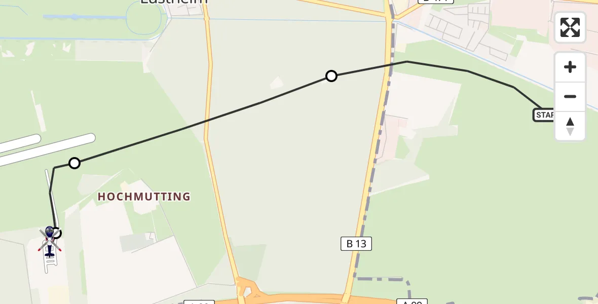Flugroute Polizeihubschrauber Garching b.München - Oberschleißheim, 13 Mai 2026, 12:47