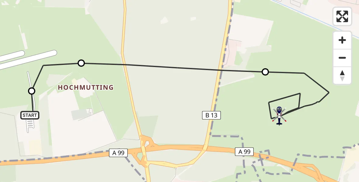 Flugroute Polizeihubschrauber Oberschleißheim - Garching b.München, 13 Mai 2026, 13:04