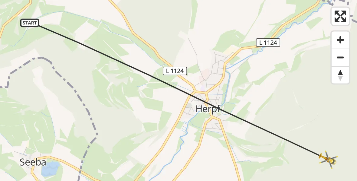 Flugroute Rettungshubschrauber Meiningen - Meiningen, 13 Mai 2026, 14:30