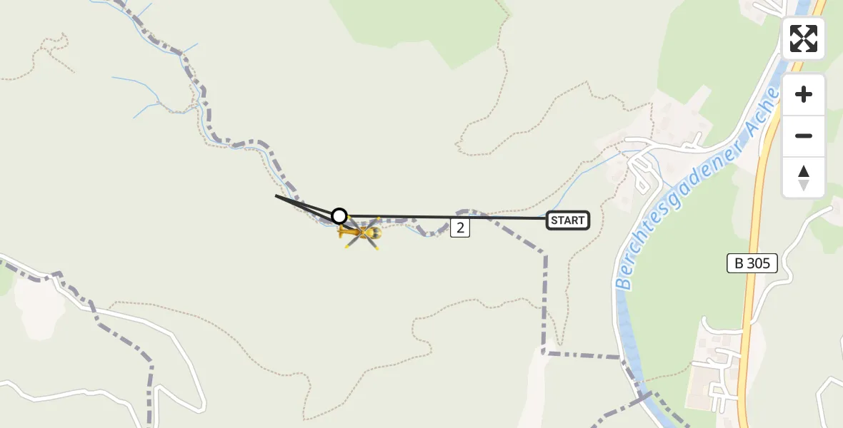 Flugroute Rettungshubschrauber Marktschellenberg - Schellenberger Forst, 13 Mai 2026, 15:37
