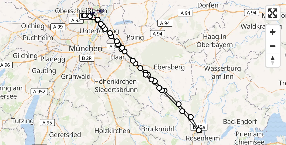Flugroute Polizeihubschrauber Oberschleißheim - Garching b.München, 13 Mai 2026, 15:40