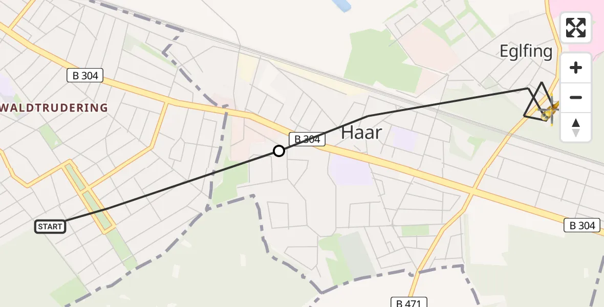 Flugroute Rettungshubschrauber München - Haar, 13 Mai 2026, 18:00
