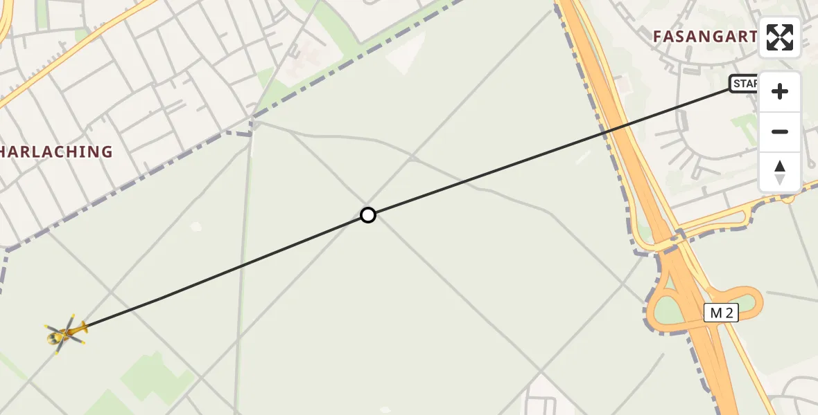 Flugroute Rettungshubschrauber München - ADAC Air Rescue Center Hubschrauberlandeplatz (Christoph 1), 13 Mai 2026, 18:25