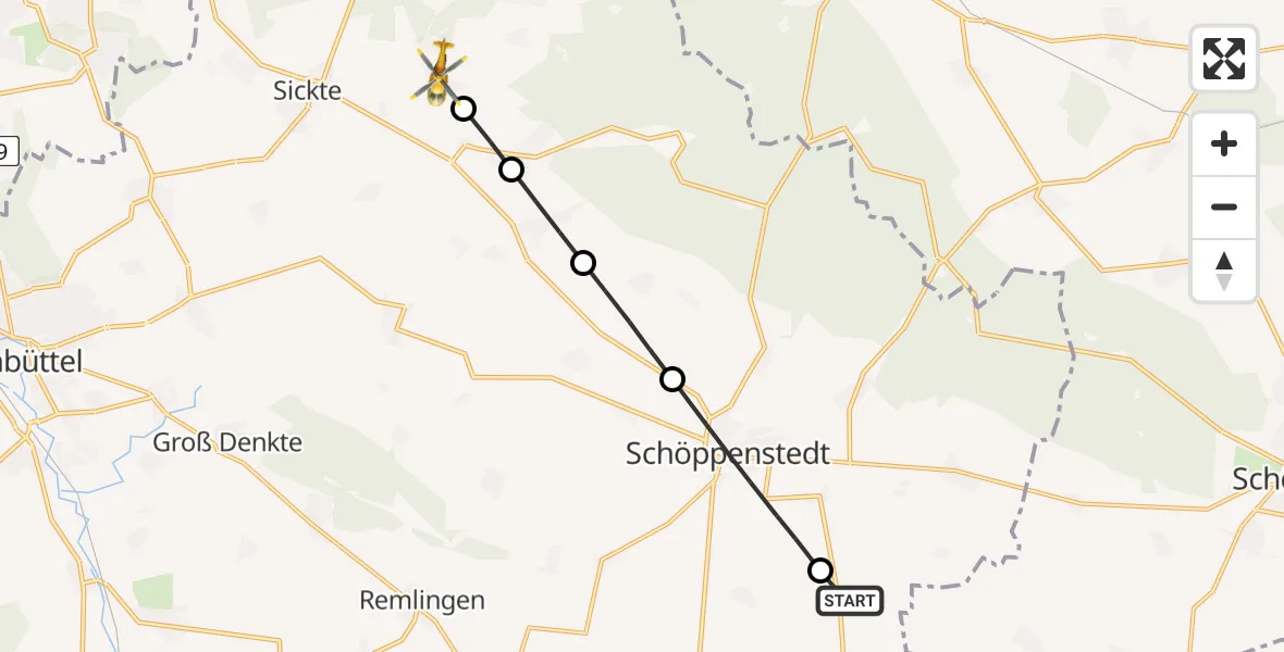 Flugroute Rettungshubschrauber Uehrde - Veltheim (Ohe), 13 Mai 2026, 18:31