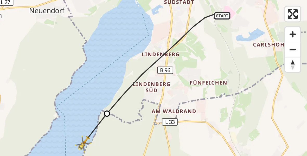 Flugroute Rettungshubschrauber Neubrandenburg - Neubrandenburg, 14 Mai 2026, 07:16