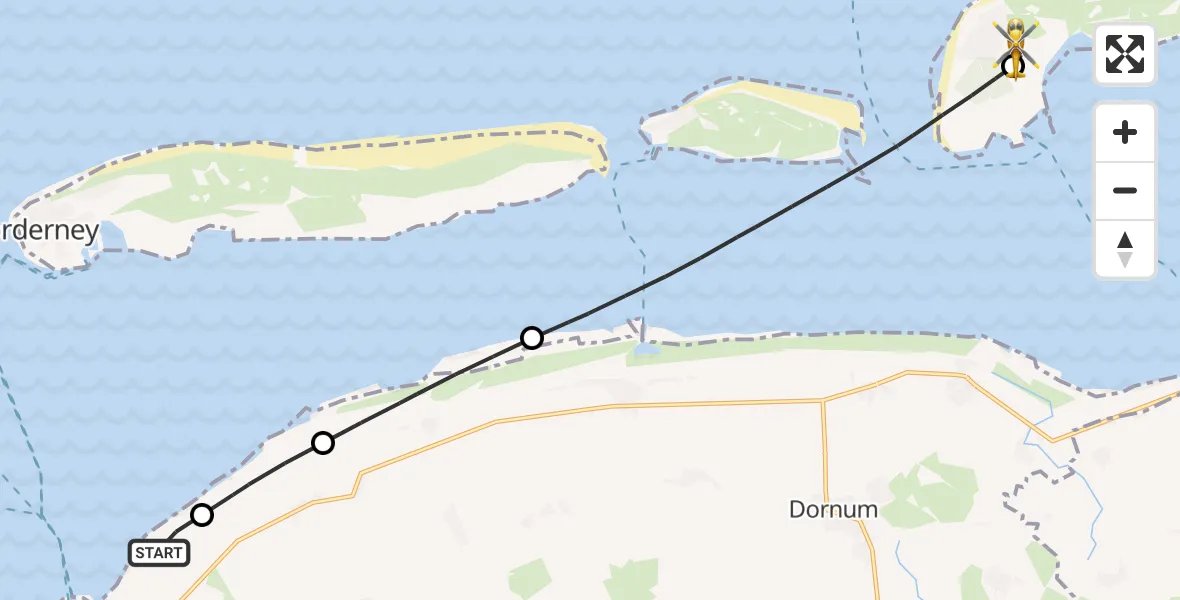 Flugroute Ambulanzhubschrauber Noordzee - Langeoog Flughafen, 14 Mai 2026, 09:06